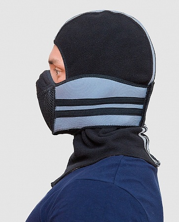 Тепловая маска для лица "САЙВЕР" ТМ.1.4  балаклава 3 в 1 цв. черно-серый