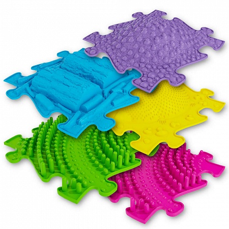 Детский массажный модульный коврик-пазл для ног «MUFFIK» набор 3D Extended (5 модулей)